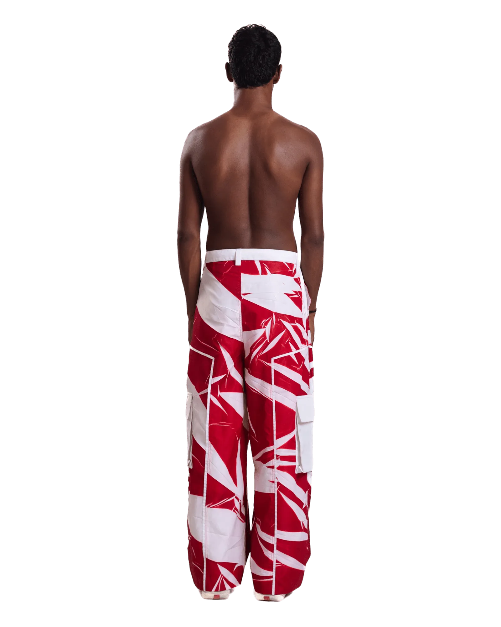 "Crimson Vortex" Abstract Printed Nylon Pants