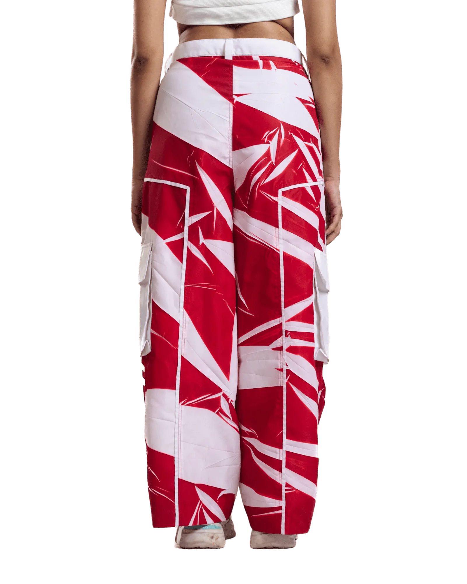 "Crimson Vortex" Abstract Printed Nylon Pants