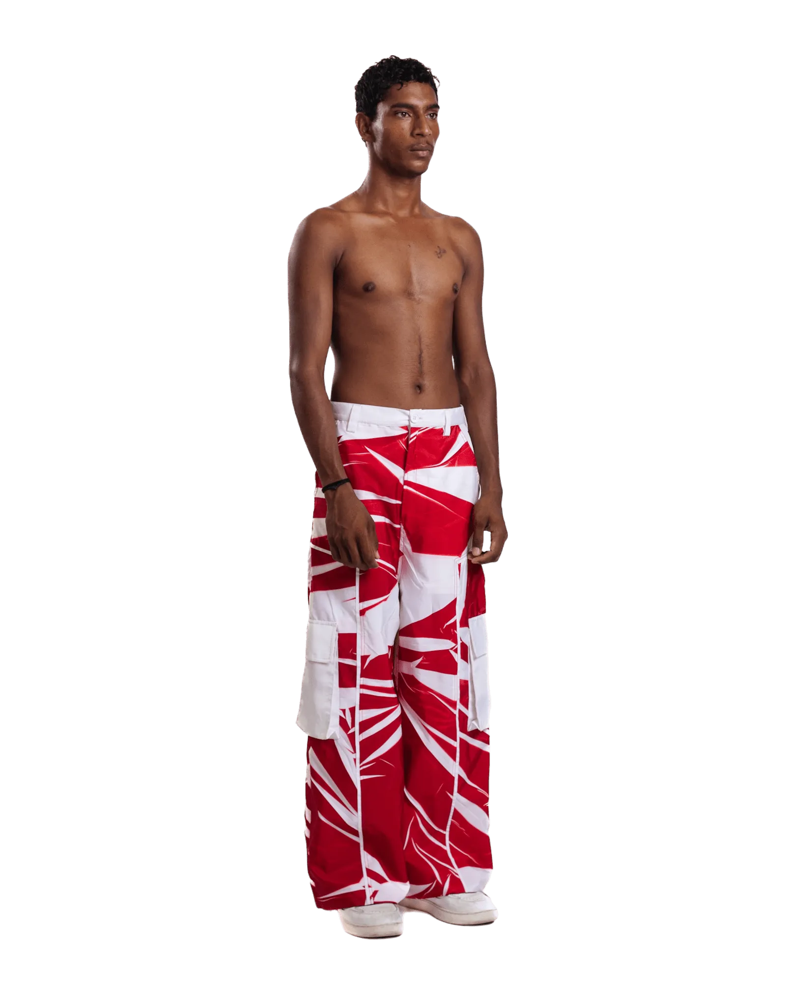 "Crimson Vortex" Abstract Printed Nylon Pants