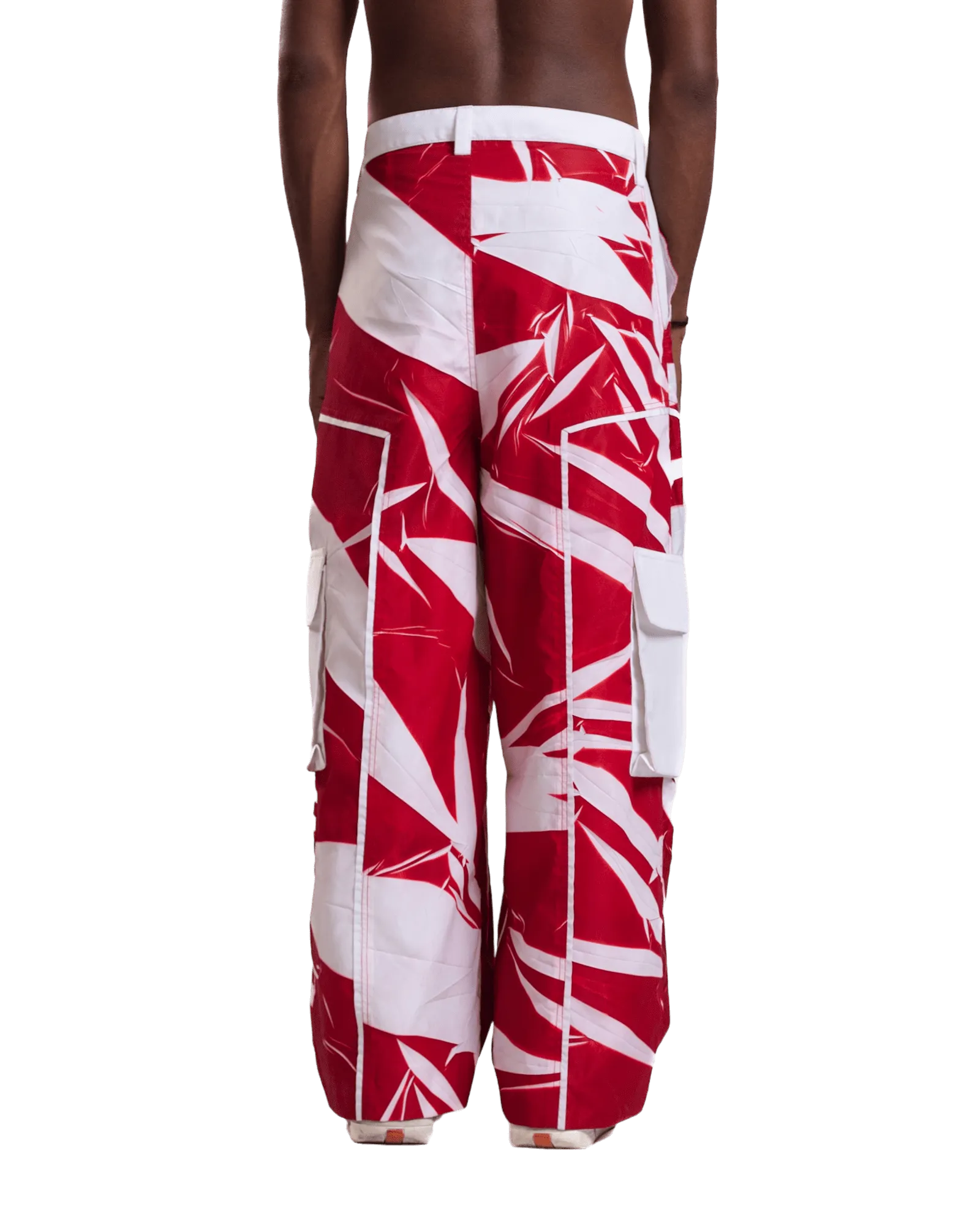 "Crimson Vortex" Abstract Printed Nylon Pants