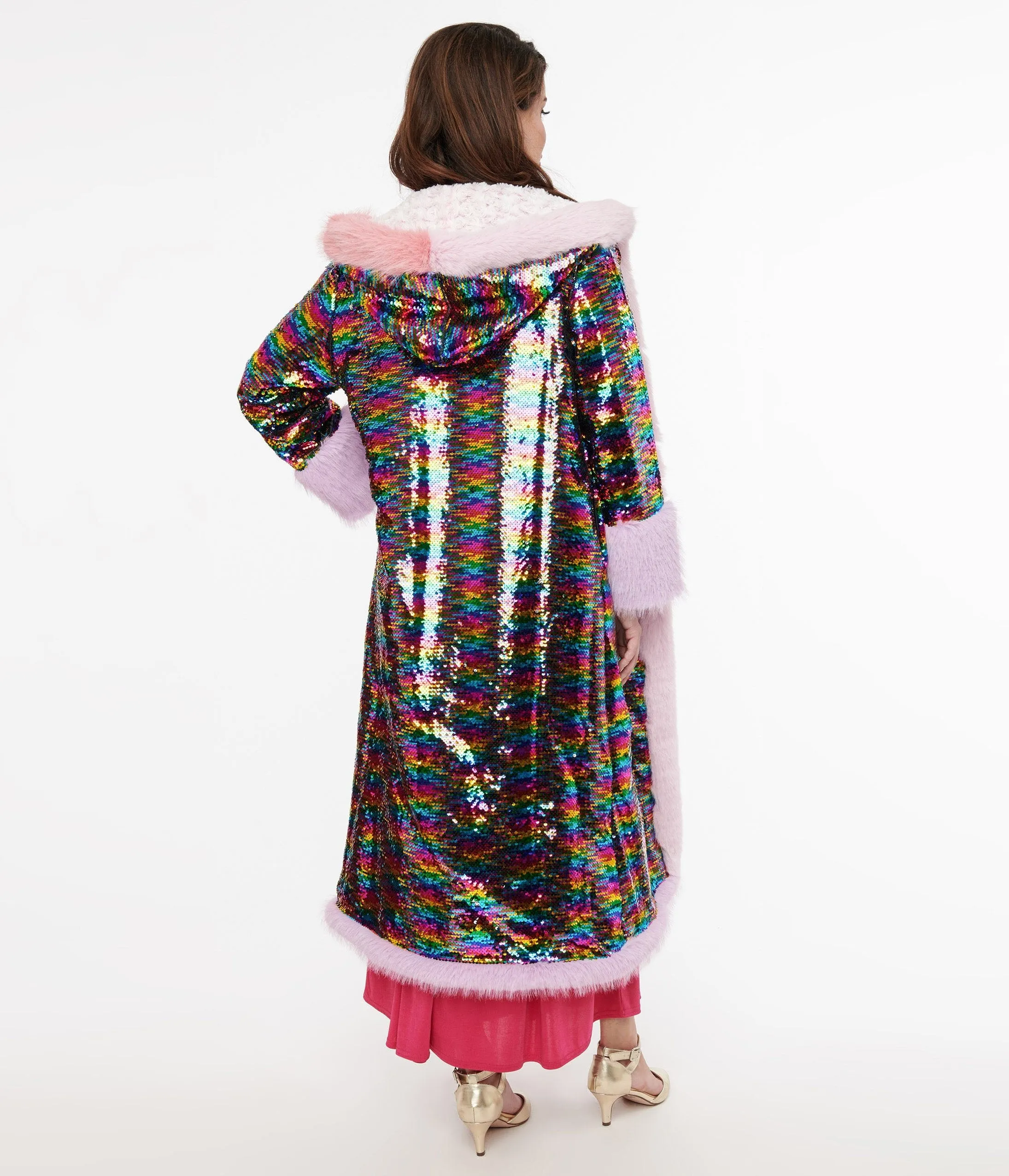 Rainbow Sequin Long Coat