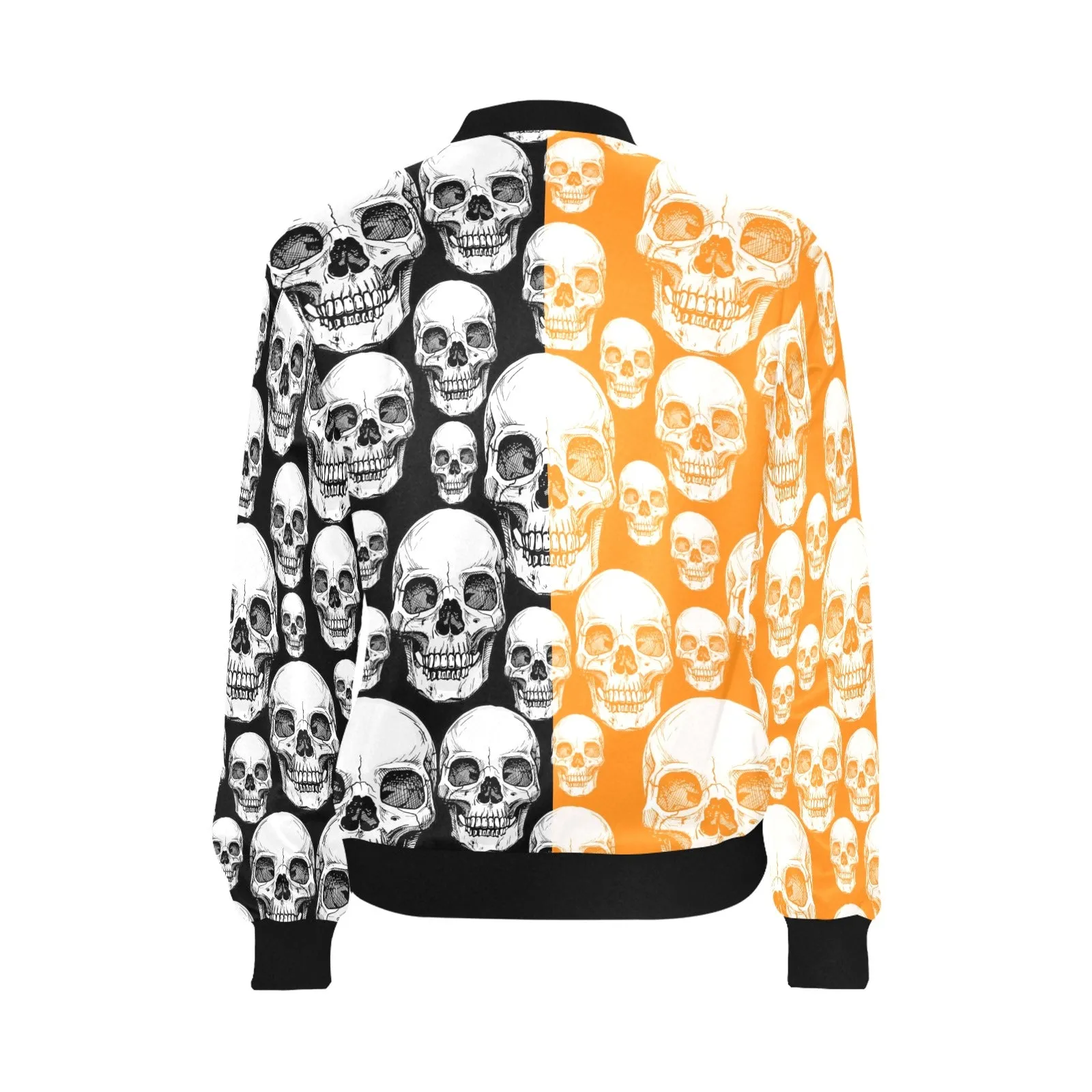 reverse orange black skull nation hoodie print 2A All Over Print Bomber Jacket for Women (Model H36)