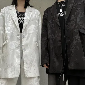 Sale Dragon Chinese Style Oversized Blazer Jacket