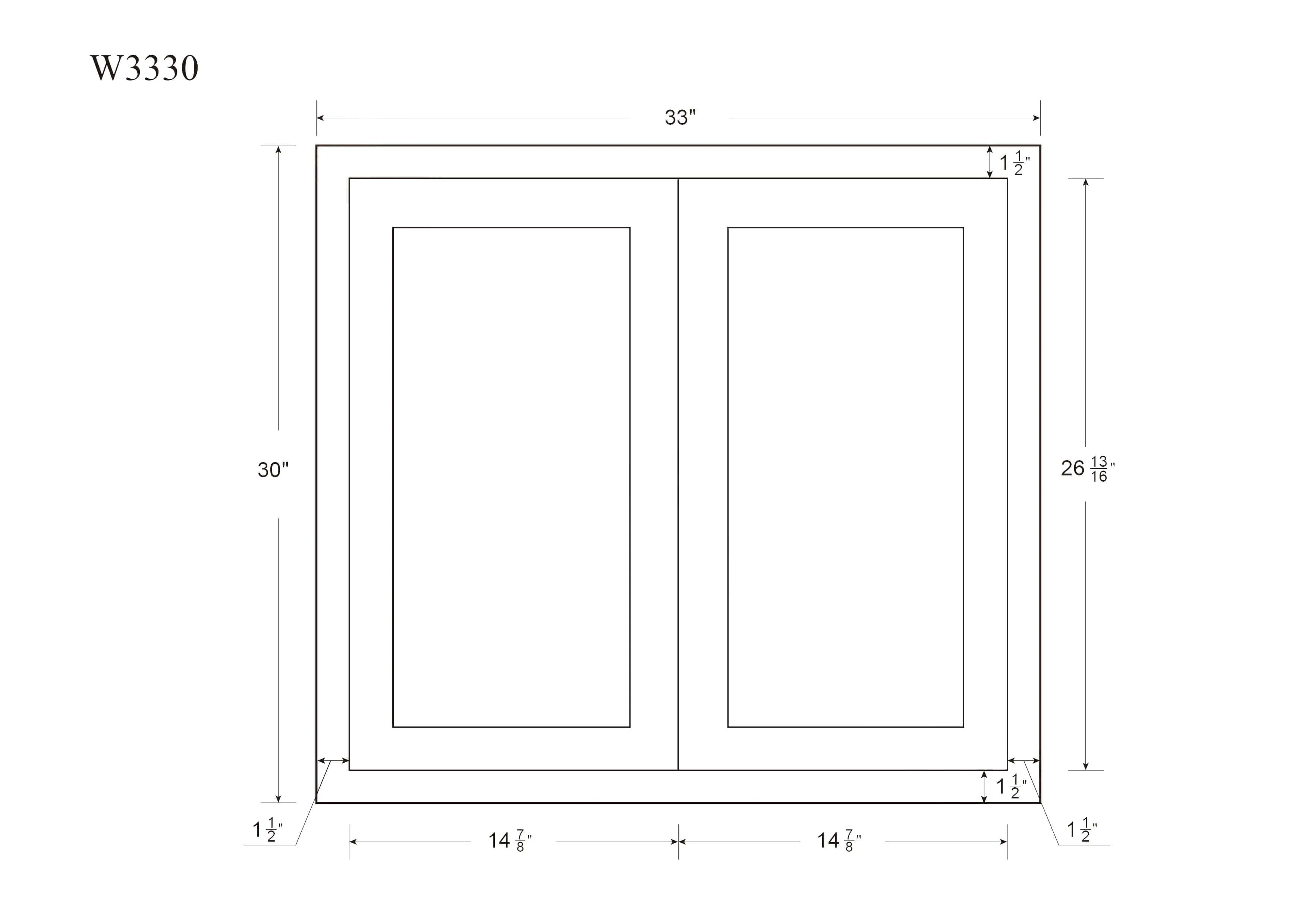 Sandstone Birch 30" Tall  Shaker 1-1/4" Overlay Wall Cabinet - Double Door 24", 27", 30", 33", 36", 39" & 42" WIde