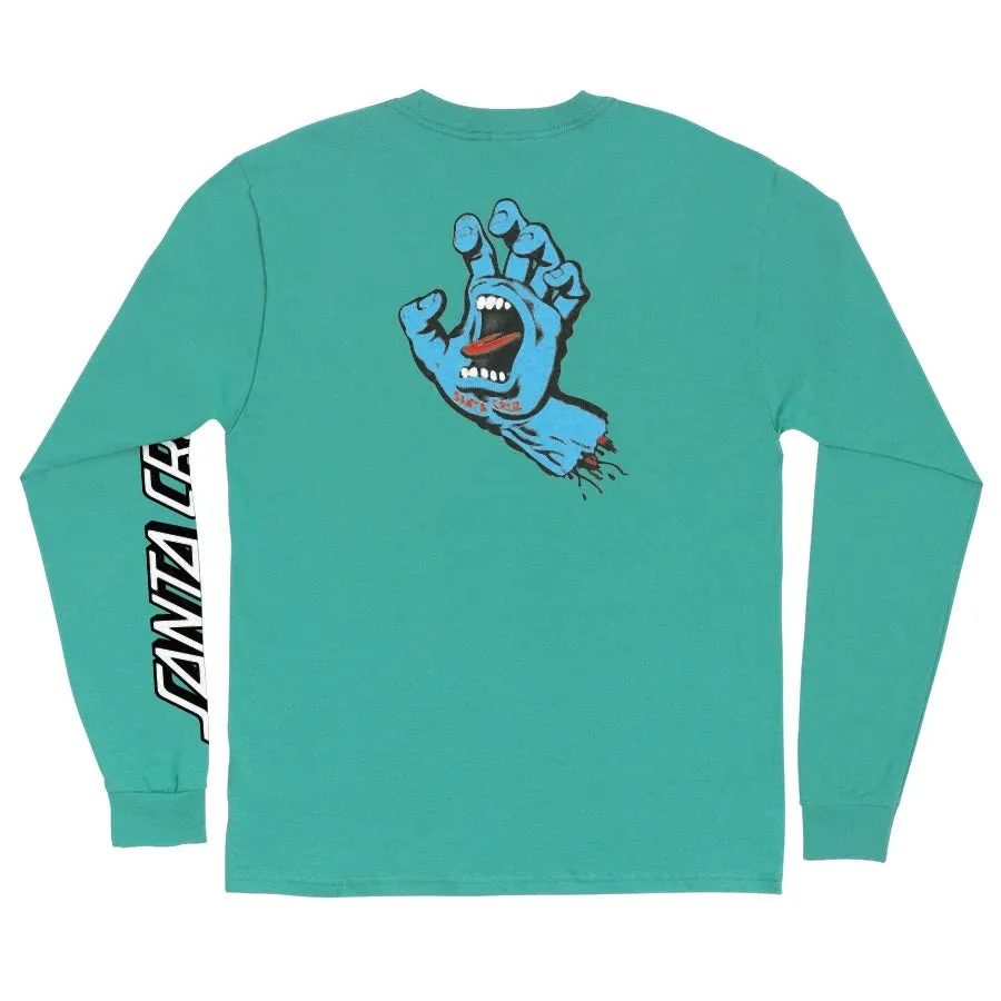 Santa Cruz Screaming Hand Long Sleeve Mens T-Shirt - Celadon