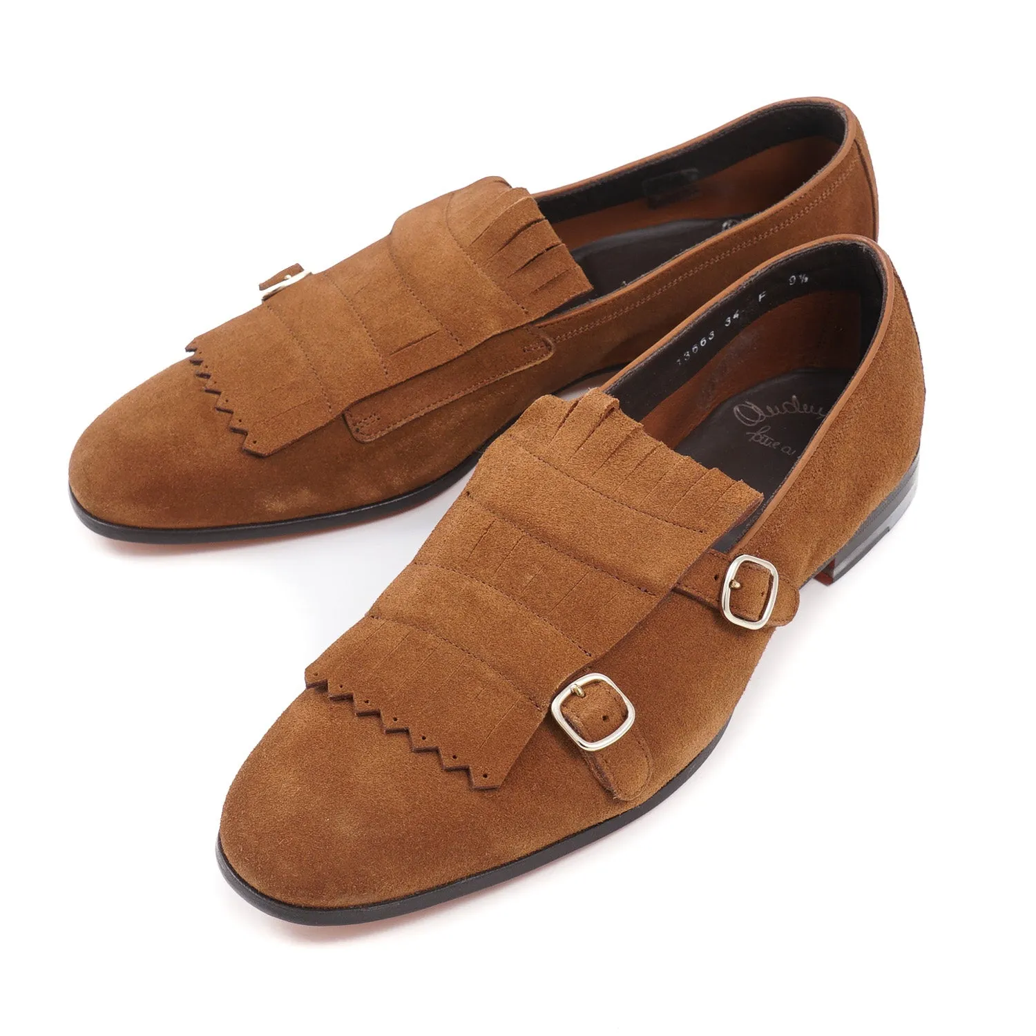 Santoni Suede Double-Buckle Loafers