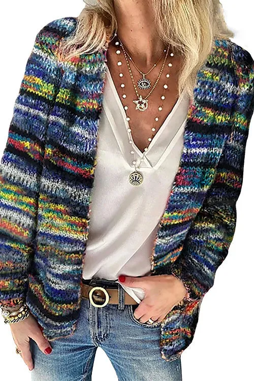 Seasonally Chic Multi Color Stripe Knit Cardigan - 2 Colors