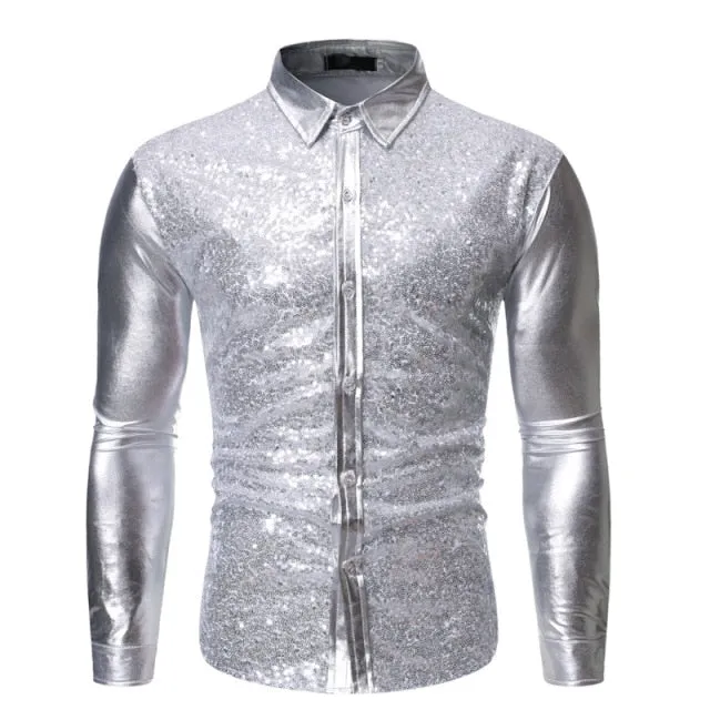 Shiny Sequin Glitter Plaid Tuxedo Men Blazer