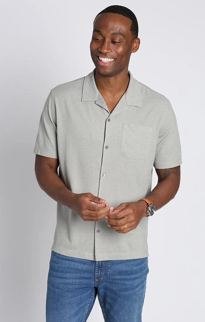 Short Sleeve Knit Oxford Camp Shirt