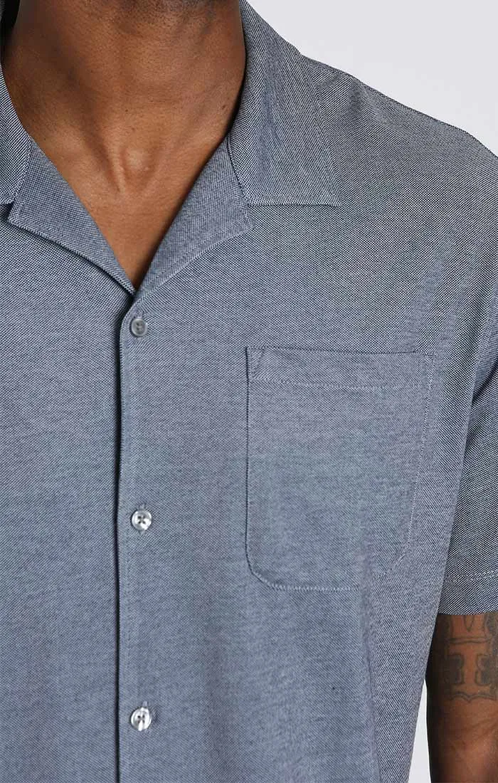 Short Sleeve Knit Oxford Camp Shirt