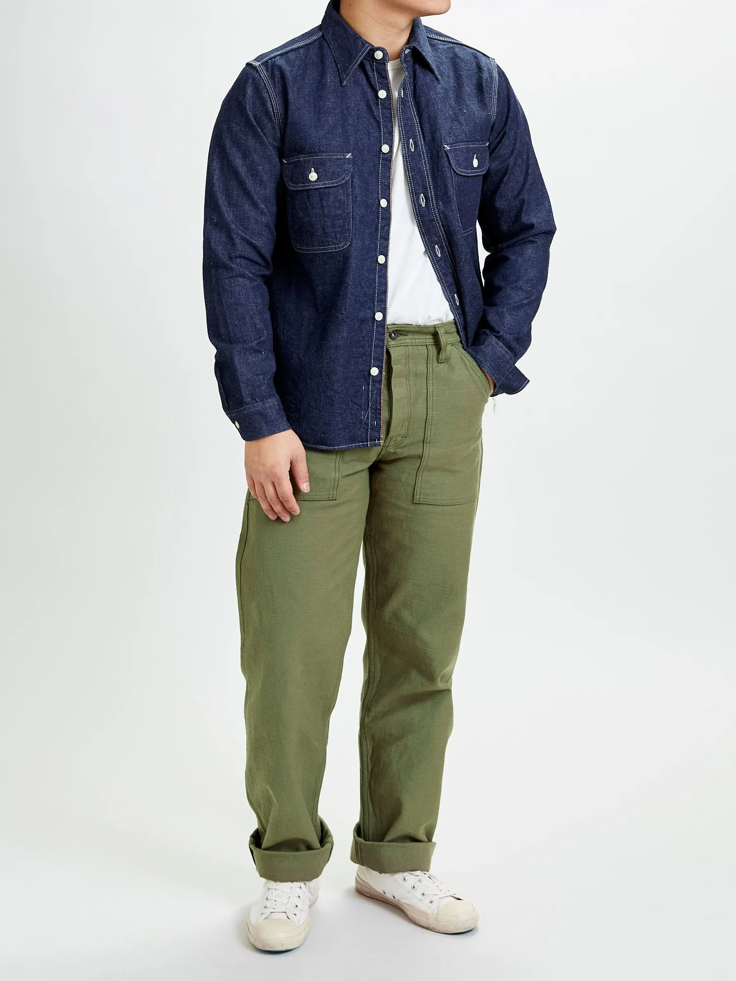 SJ52BP 15oz Slub Selvedge Chino in Olive