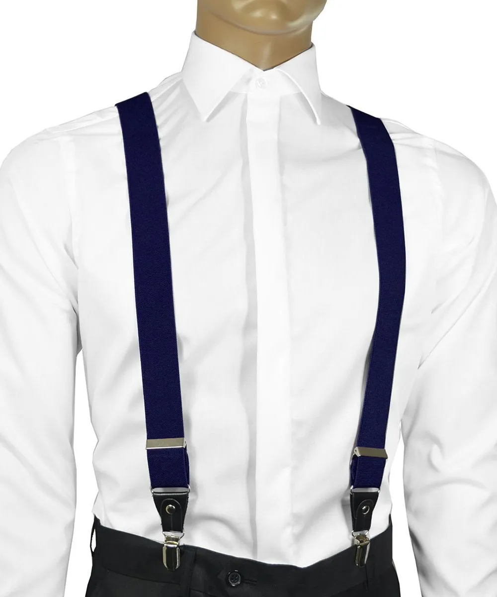 Solid Navy Blue Men's Suspenders