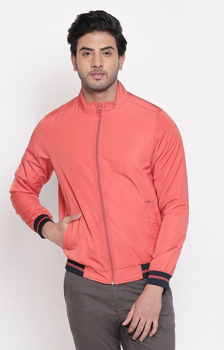 Spykar Men Orange Solid Regular Fit Bomber Jacket