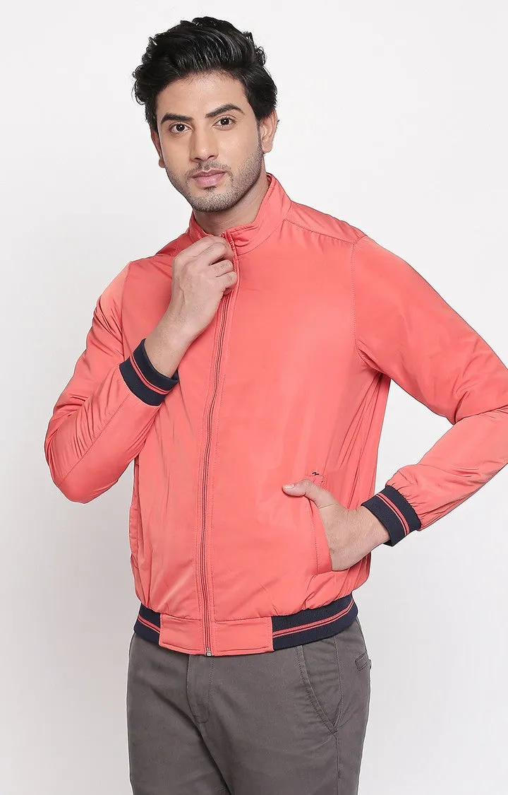 Spykar Men Orange Solid Regular Fit Bomber Jacket