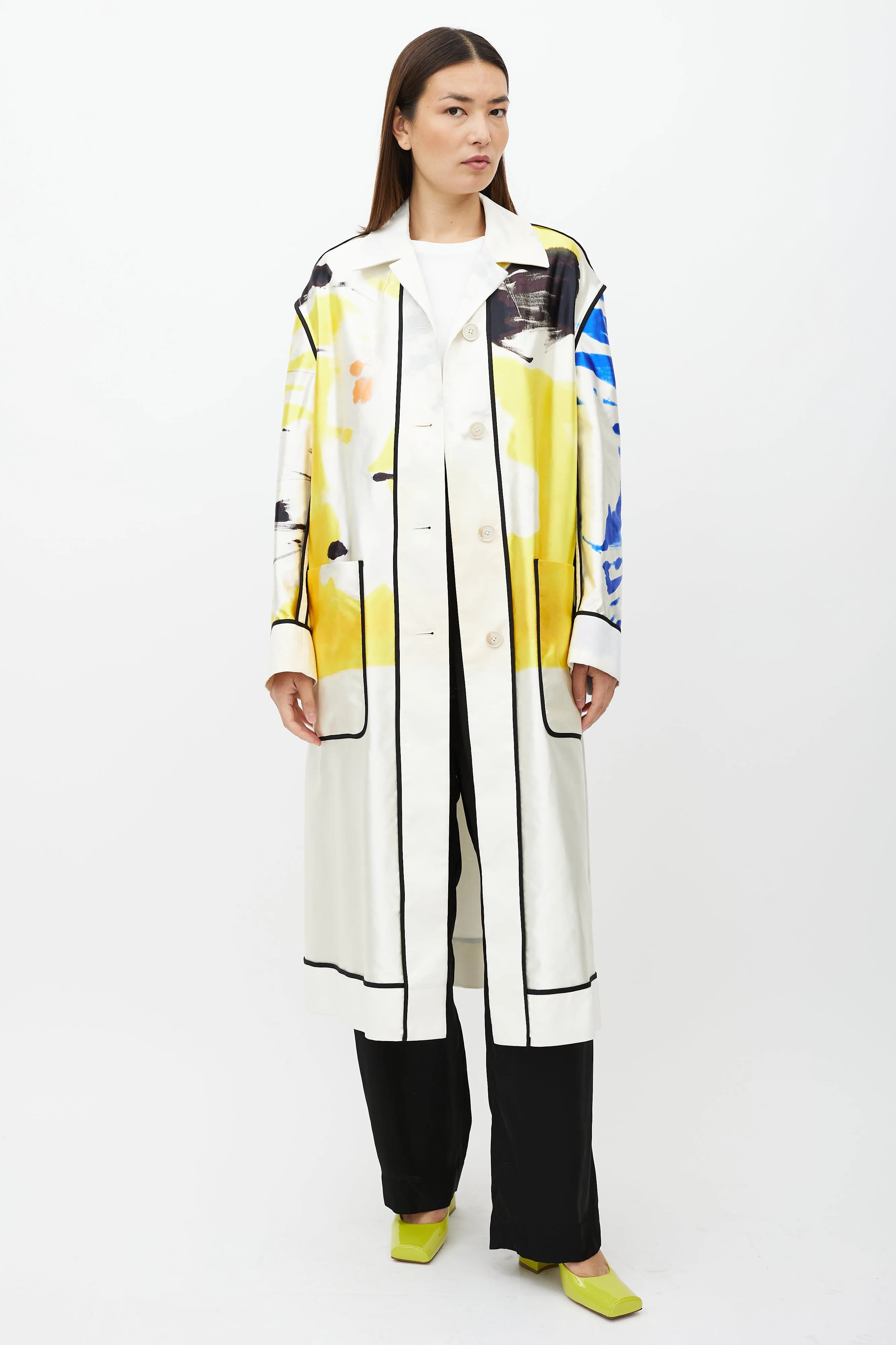 SS 2019 White & Multicolour Print Coat