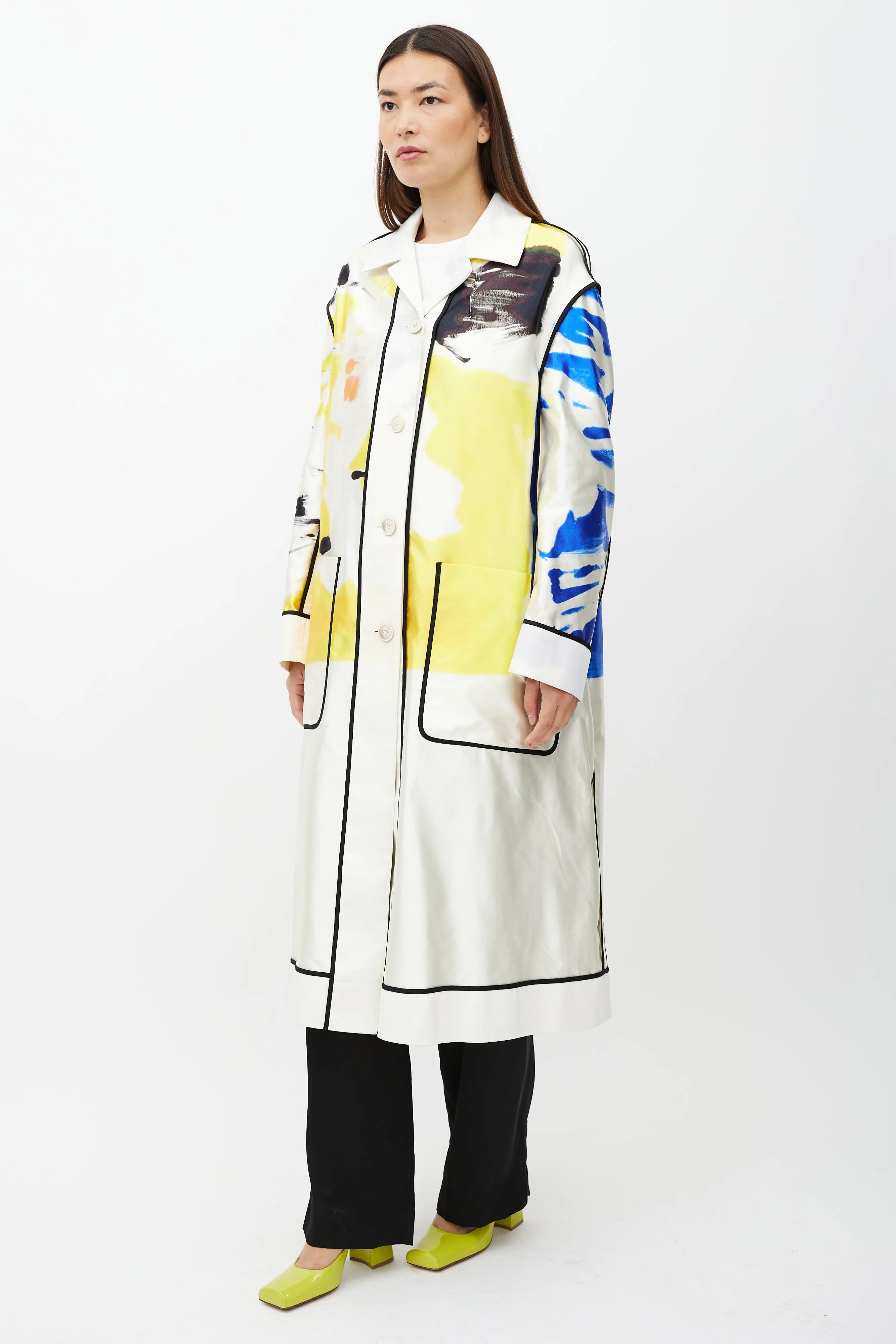 SS 2019 White & Multicolour Print Coat