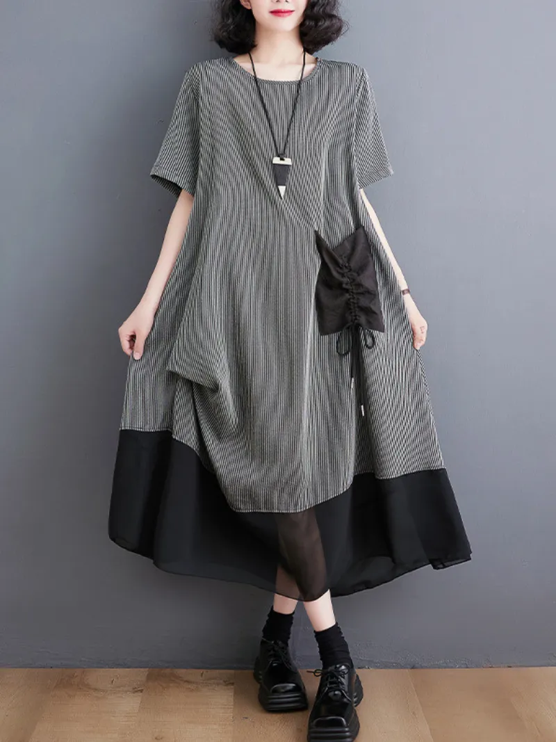 Stay With Me Round Neck Pullover A-line Dress