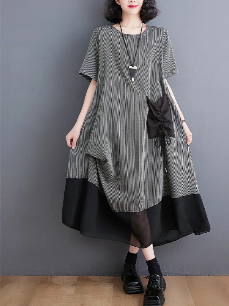 Stay With Me Round Neck Pullover A-line Dress