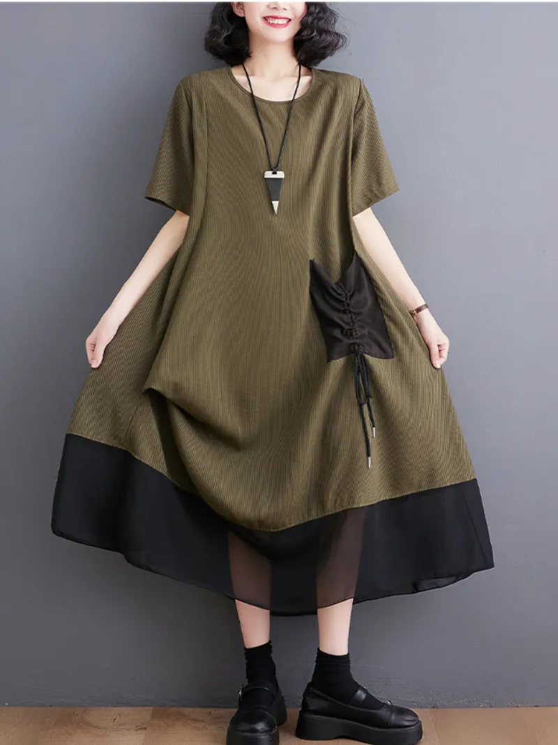 Stay With Me Round Neck Pullover A-line Dress