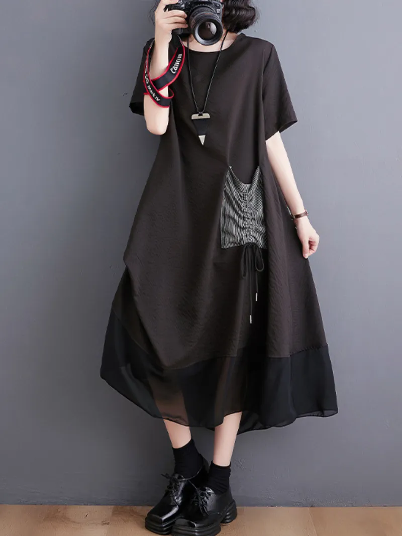 Stay With Me Round Neck Pullover A-line Dress