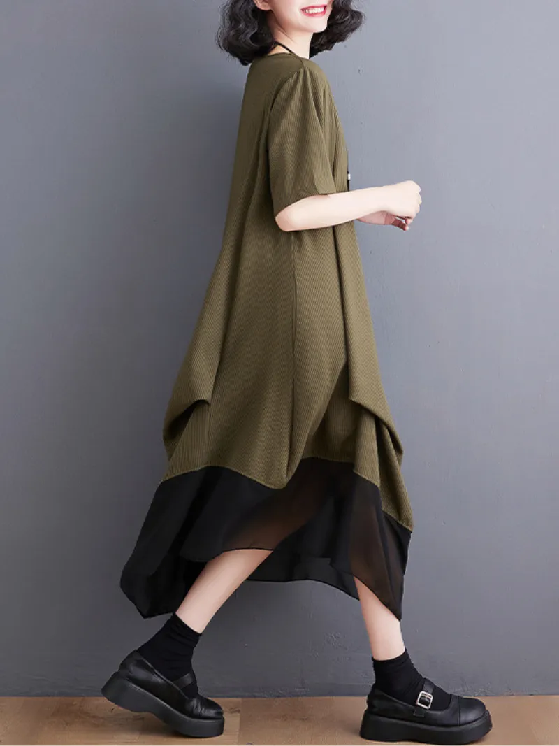 Stay With Me Round Neck Pullover A-line Dress