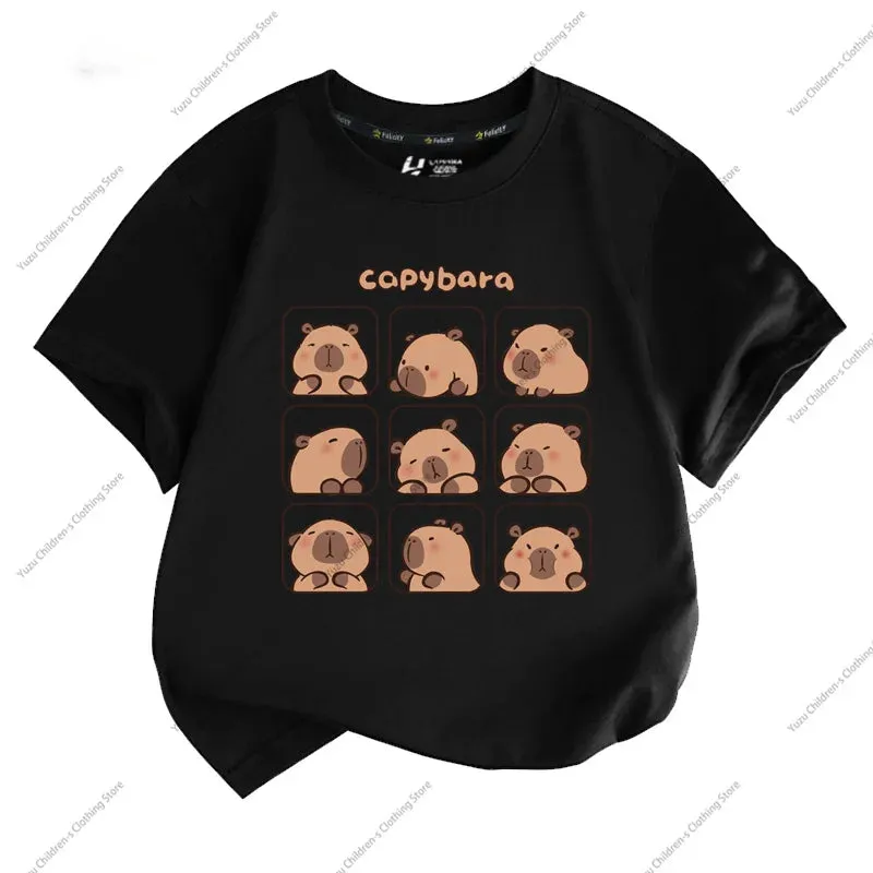 Summer New Trend Capybara Printing Pure Cotton Children's Short-Sleeved T-Shirt Cute Comfortable Versatile Boy And Girl T-Shirt