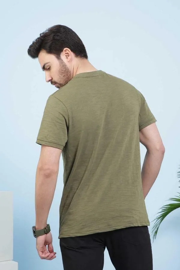 T SHIRT HENLEY GREEN