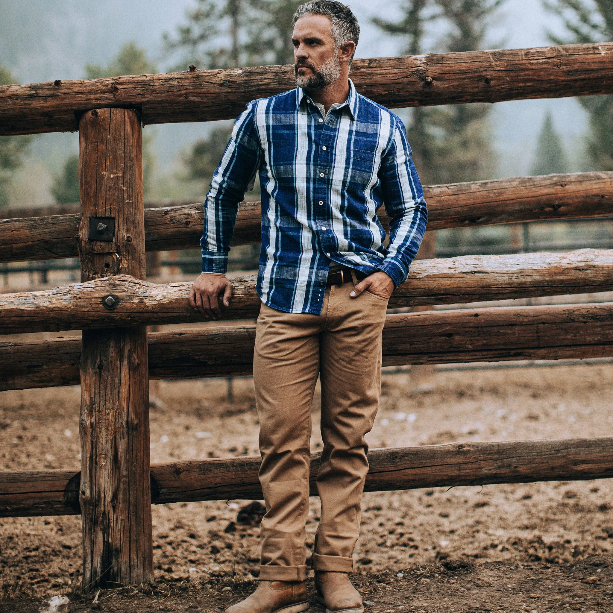 The Democratic All Day Pant in Rustic Oak Organic Selvage