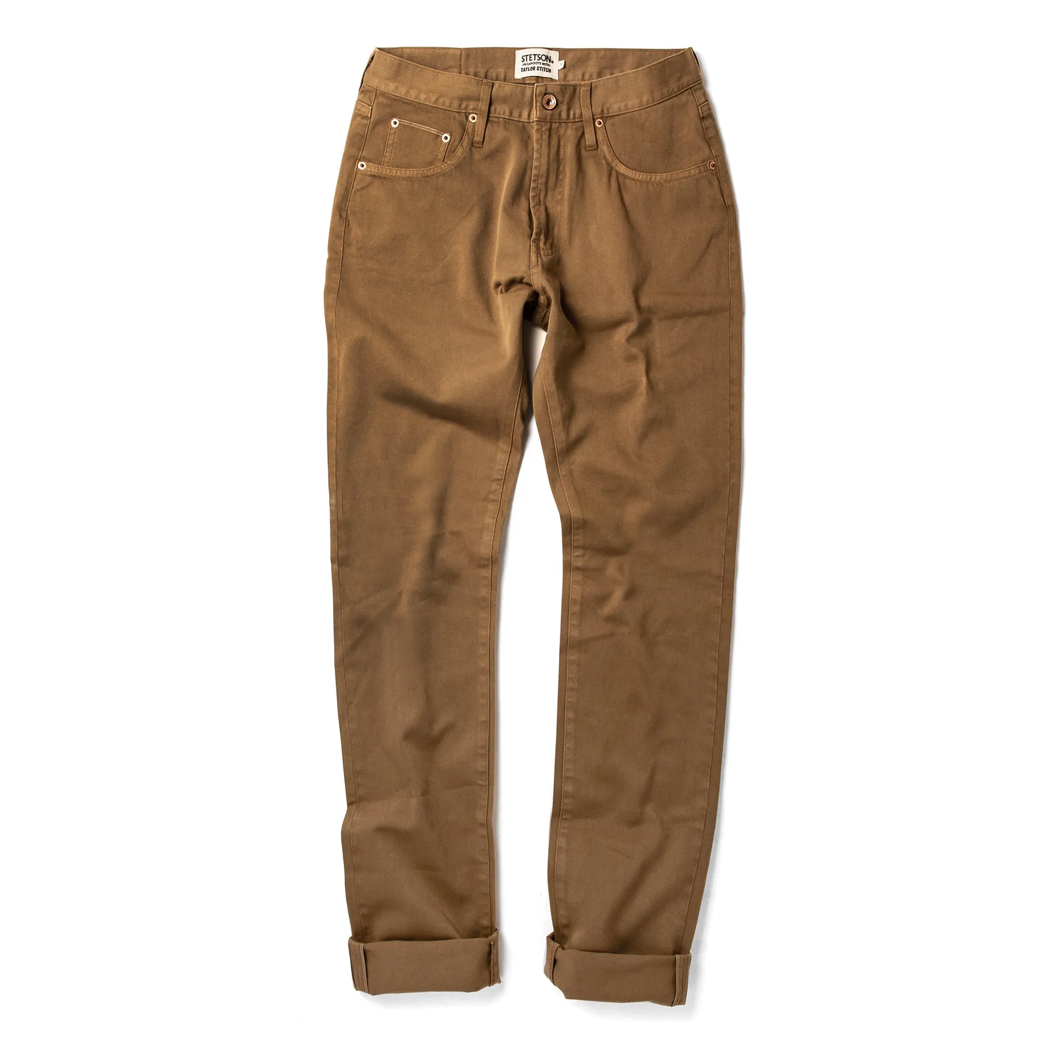 The Democratic All Day Pant in Rustic Oak Organic Selvage