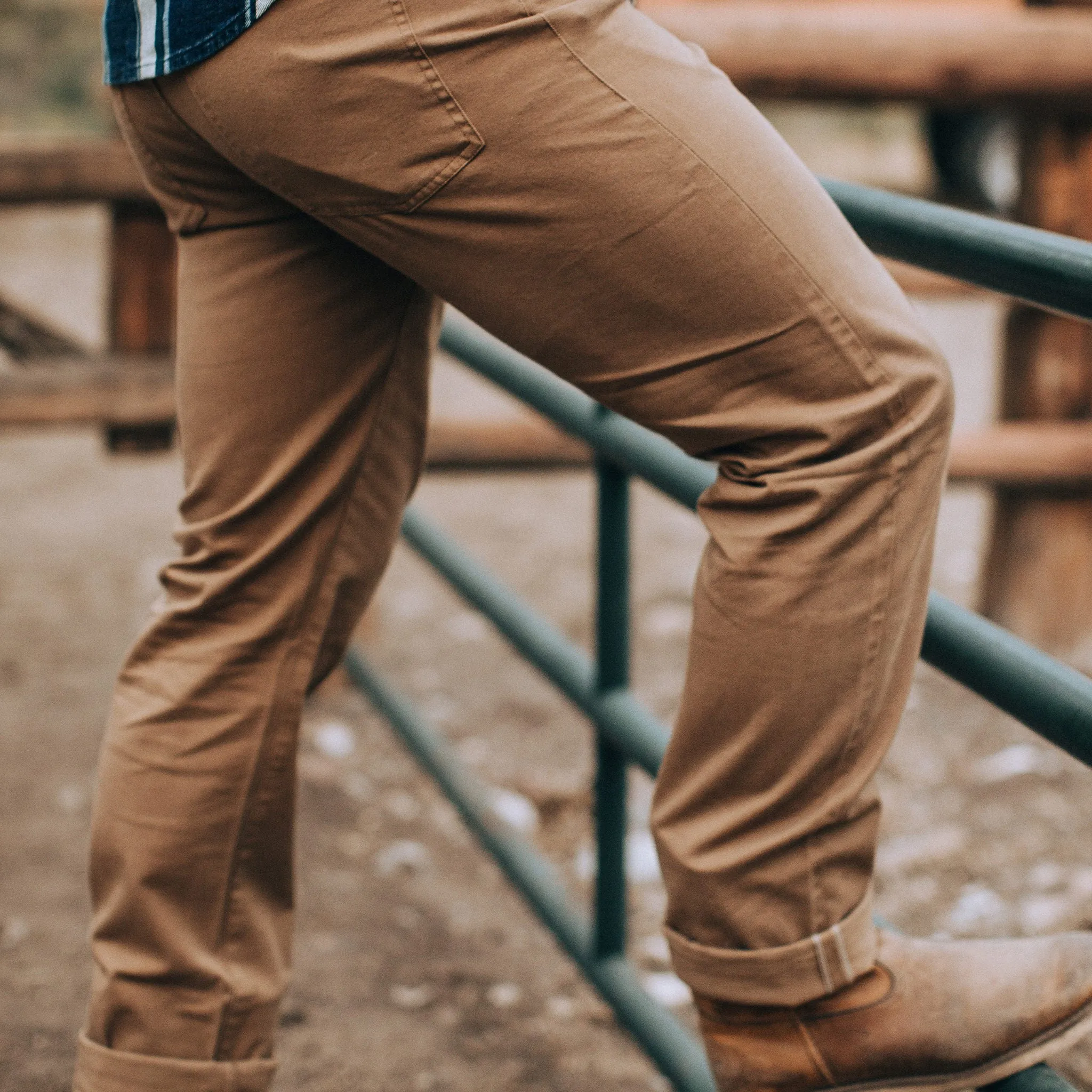 The Democratic All Day Pant in Rustic Oak Organic Selvage