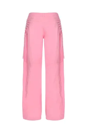 THE KRIPT - "Carver" Cargo Pants - Pink - Stretch Lace Up Detail