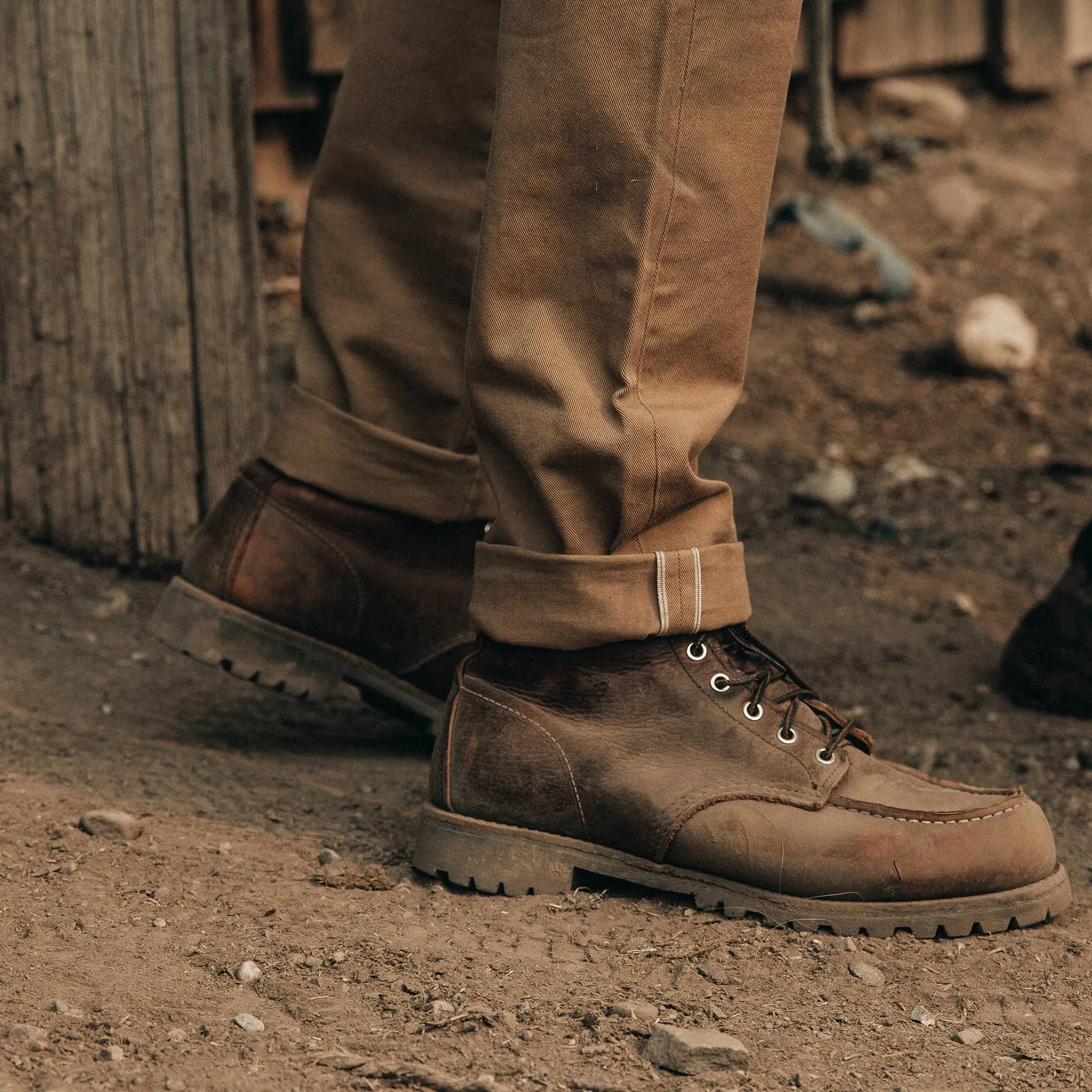 The Slim All Day Pant in Rustic Oak Organic Selvage