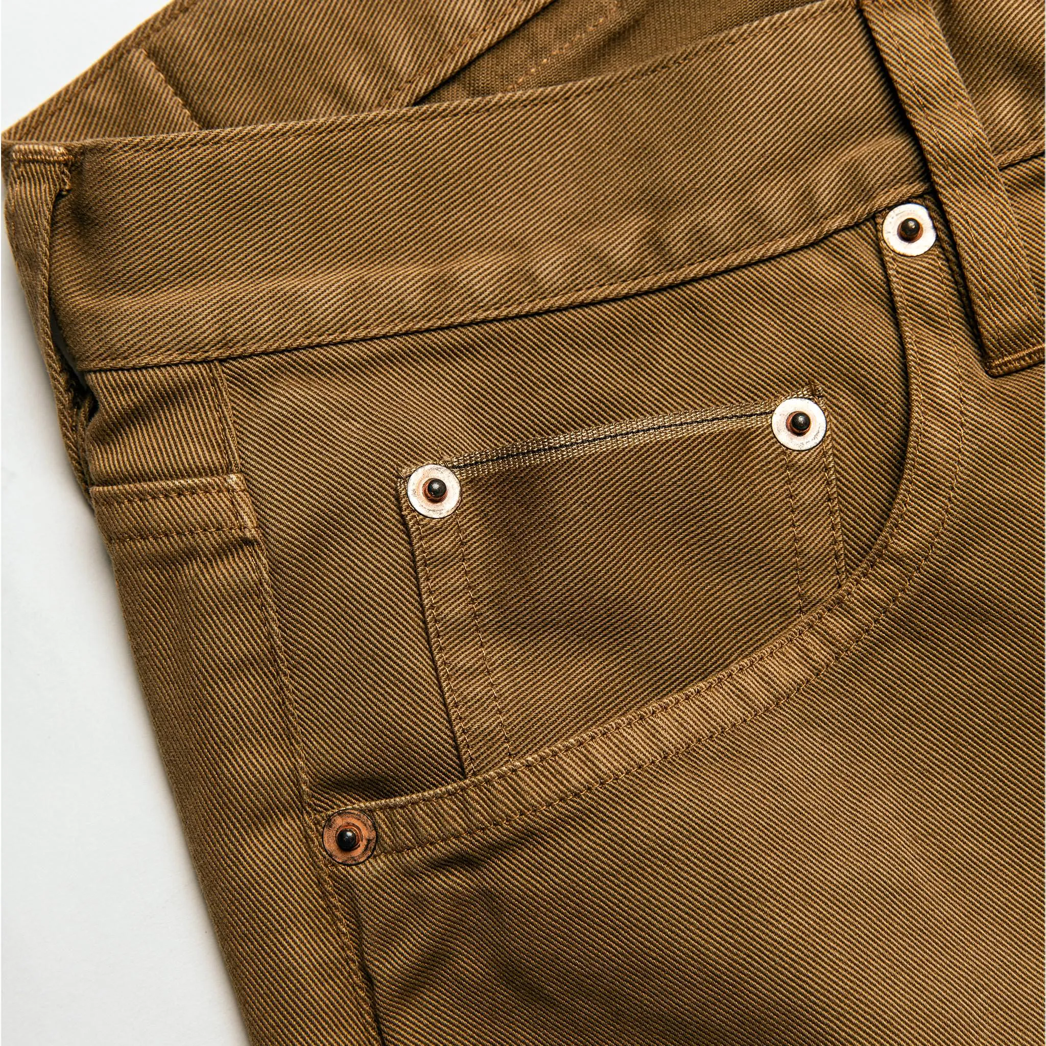 The Slim All Day Pant in Rustic Oak Organic Selvage