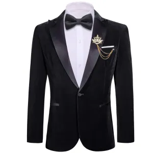 Ties2you Peak Collar Suit Black Solid Silk Slim Men's Blazer Suit