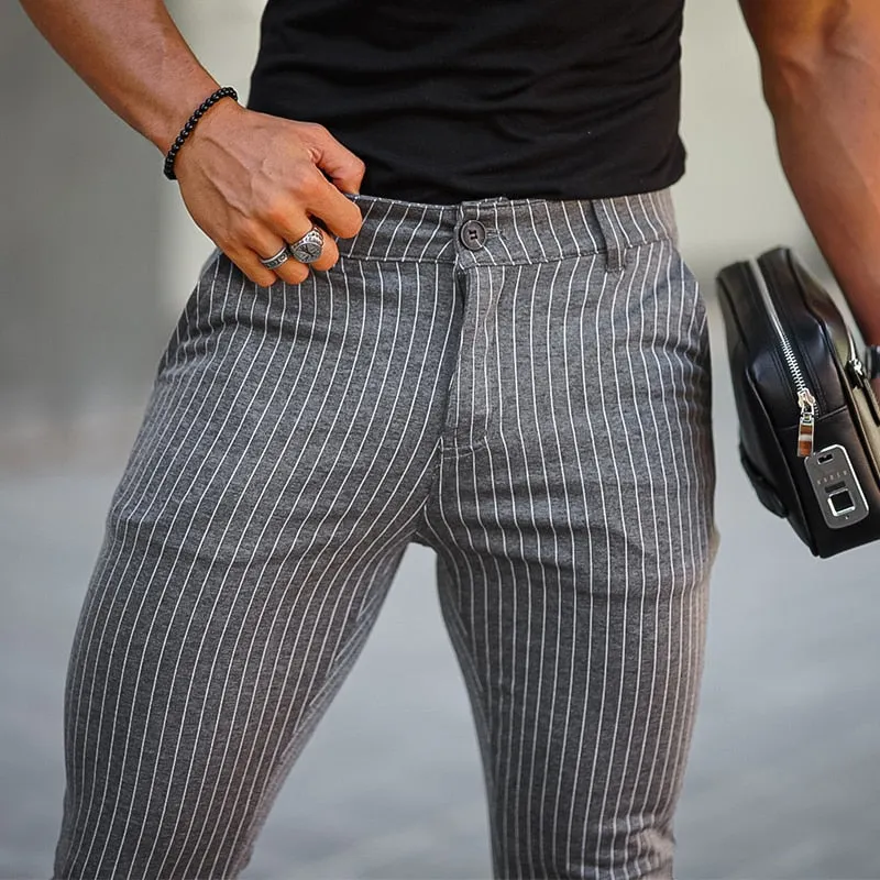 Urbane Striped Slim Fit Chino Pants