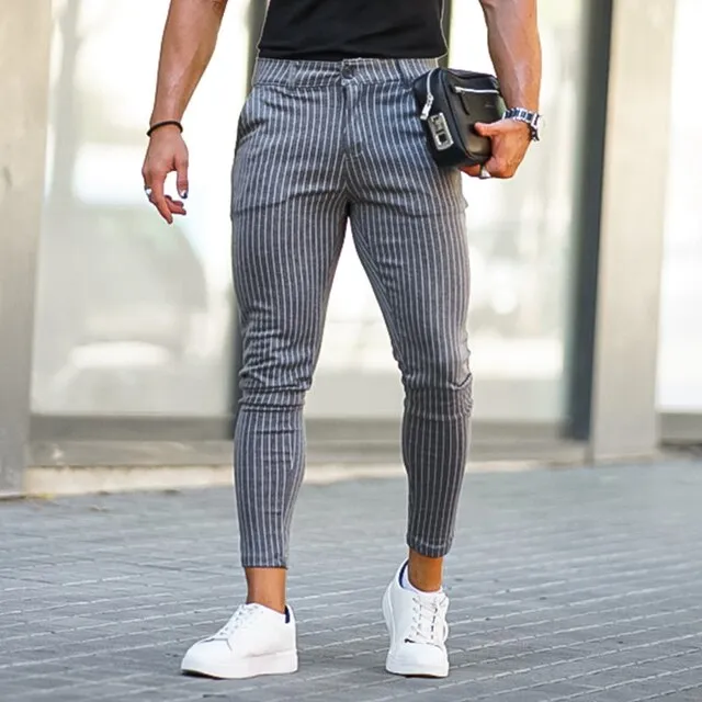 Urbane Striped Slim Fit Chino Pants