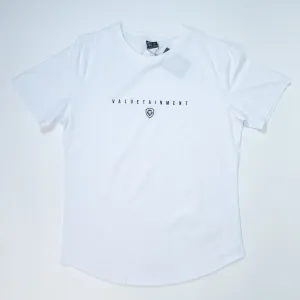 Valuetainment Premium Curved Hem White Short Sleeve T-Shirt