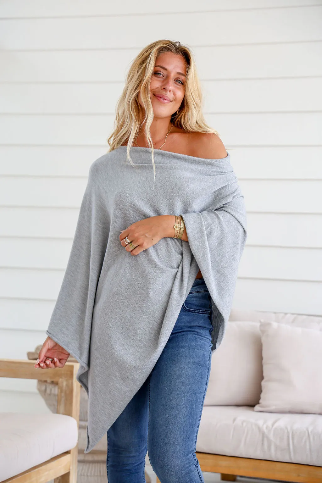 Vida Poncho Marle Grey