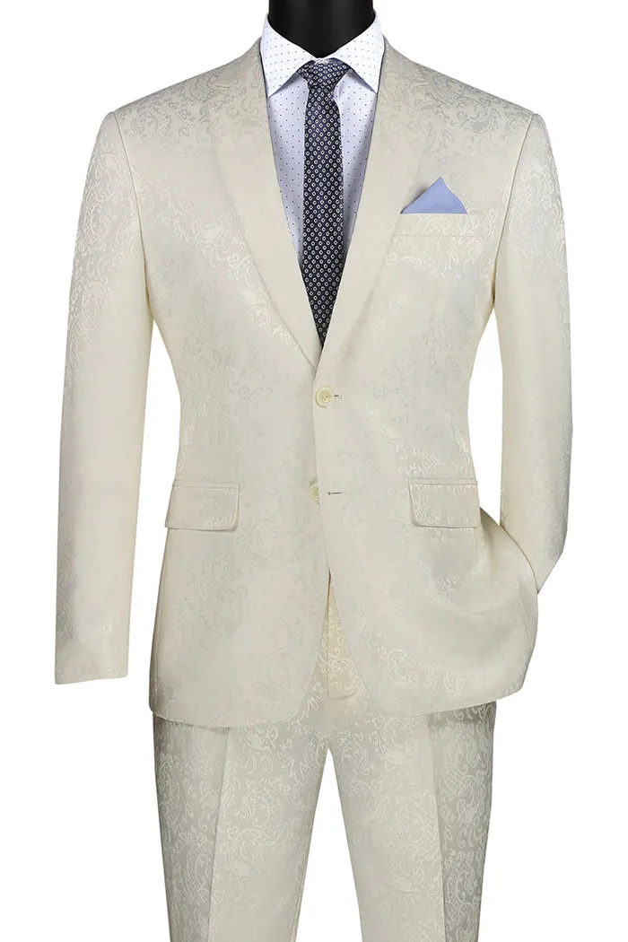 Vinci Slim Fit 2 Piece Single Breasted Suit Ivory S2F-1