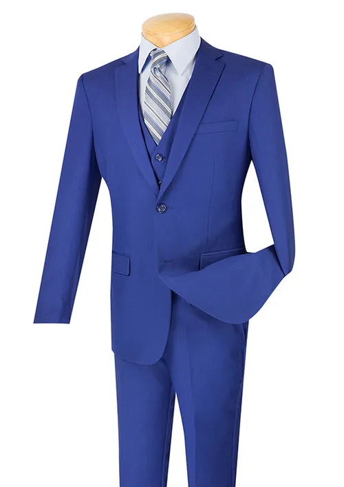 Vinci Slim Fit 3 Piece 2 Button Suit Twilight Blue SV2900