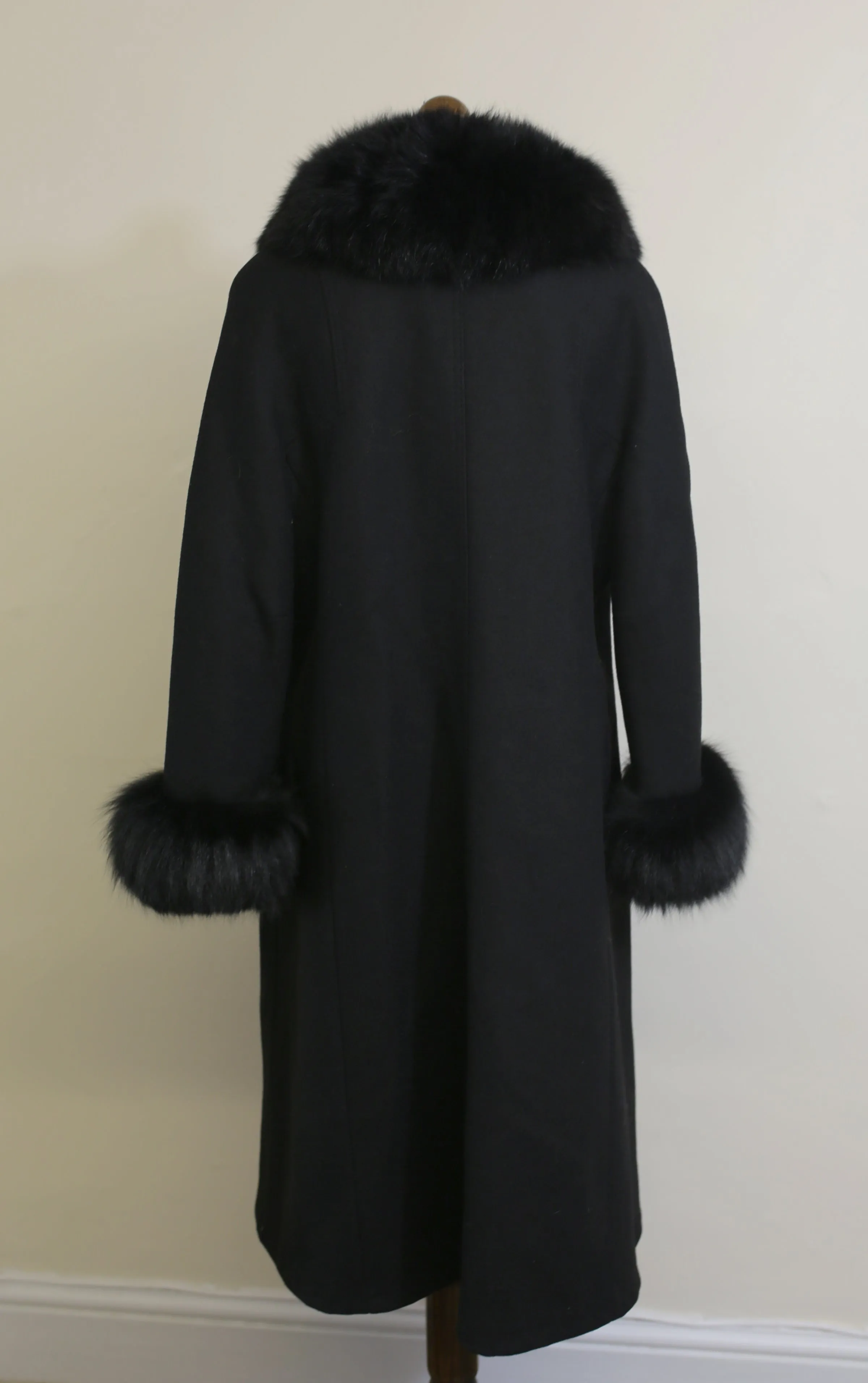 Vintage 1960s Black Wool Princess coat