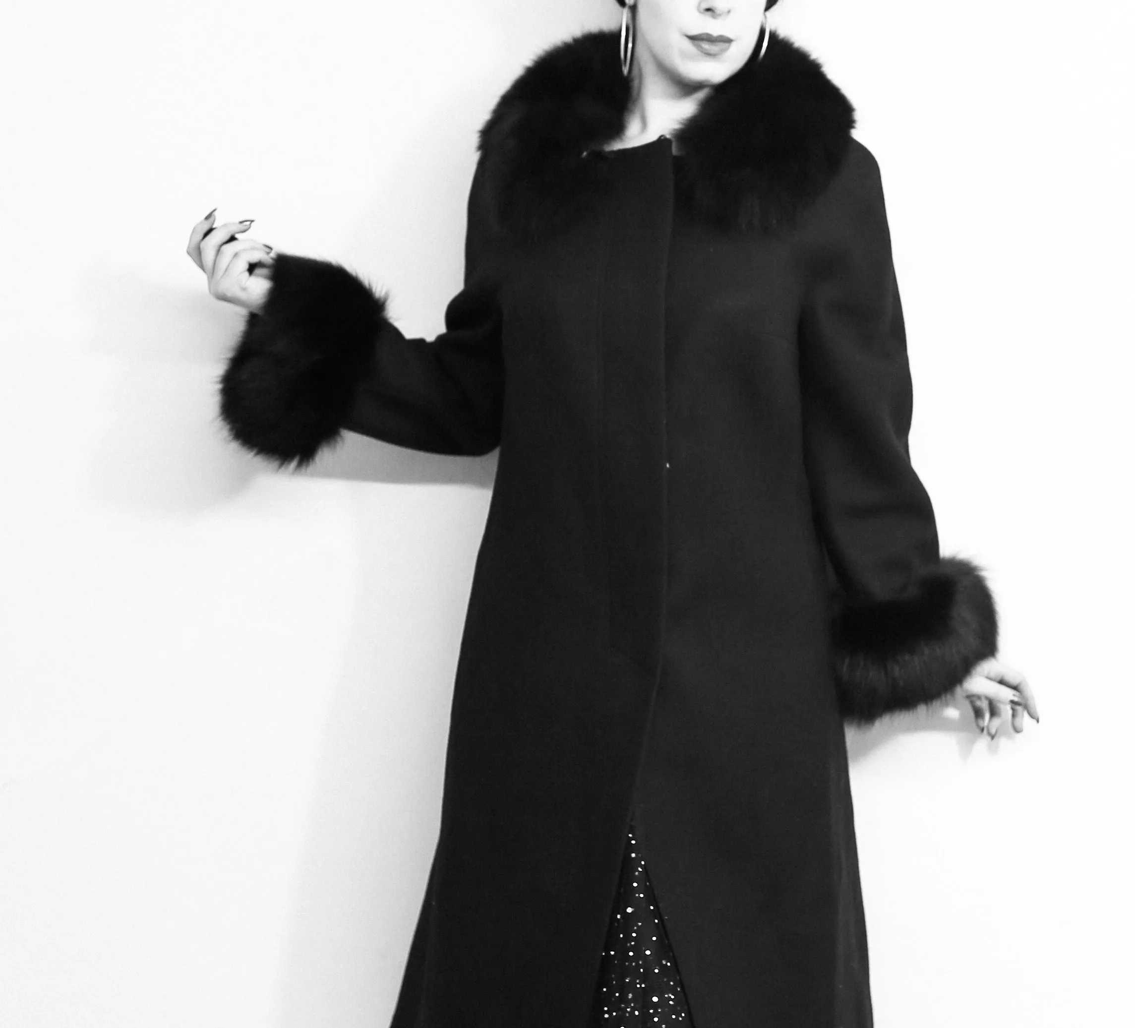 Vintage 1960s Black Wool Princess coat