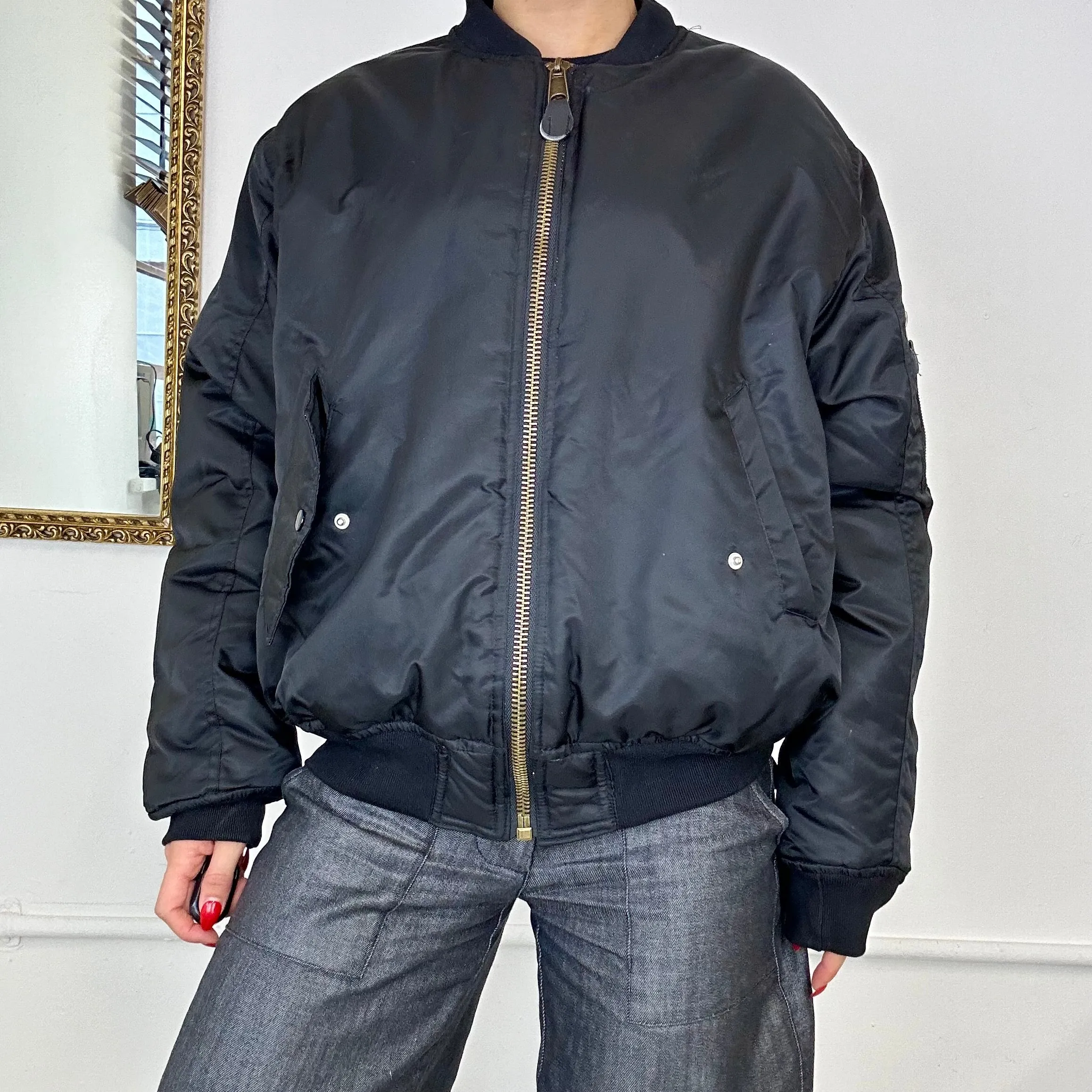 vintage bomber flight jacket black