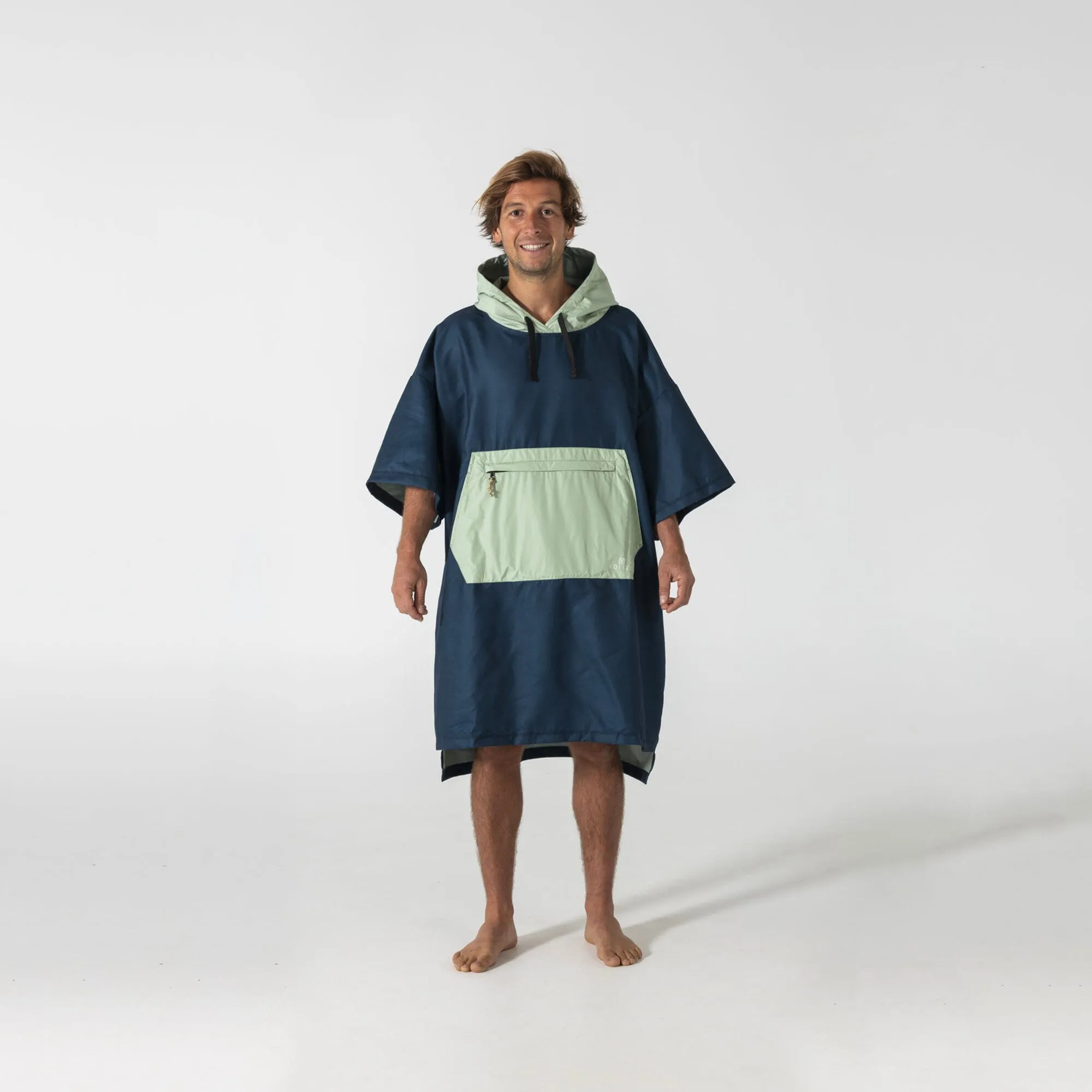 VOITED Micro Fleece Poncho - Ocean Navy/Cameo Green