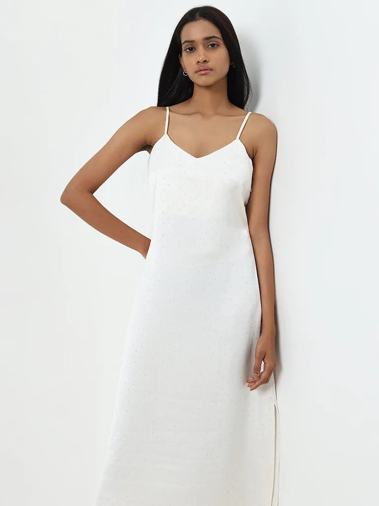 Wardrobe Ivory Embellished Slip Dress