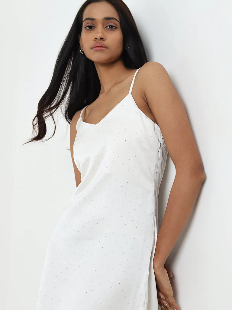 Wardrobe Ivory Embellished Slip Dress