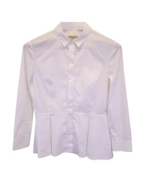 White Cotton Peplum Shirt - Lightweight and Comfortable