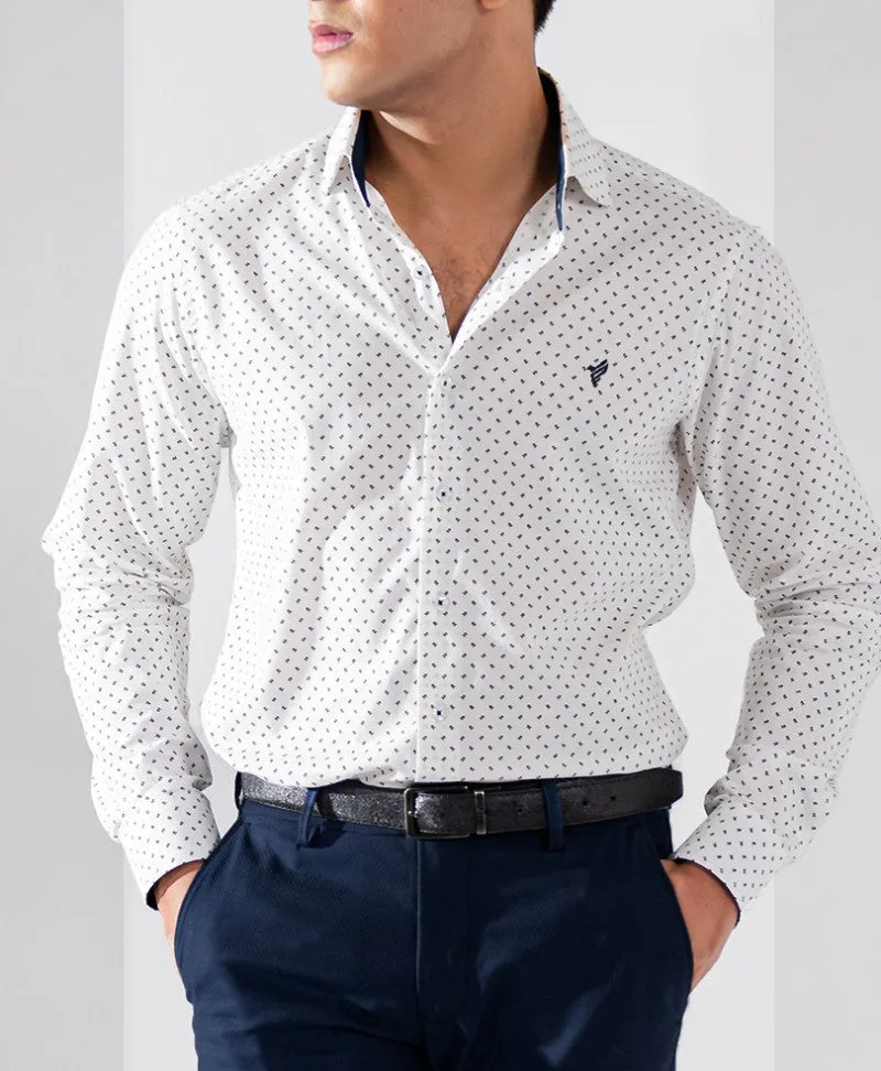 White Printed Shirt (Slim / Modern Fit)