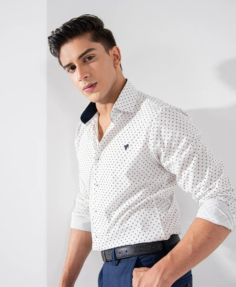 White Printed Shirt (Slim / Modern Fit)