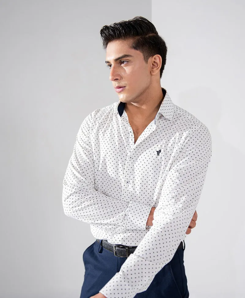 White Printed Shirt (Slim / Modern Fit)